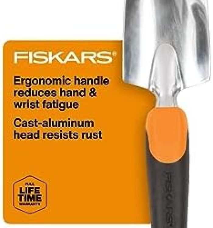 Fiskars Ergo Gardening Hand Trowel – Ergonomic Handle Design with Hang Hole